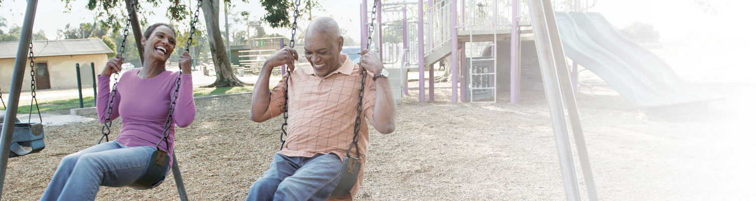 Couple on swings 